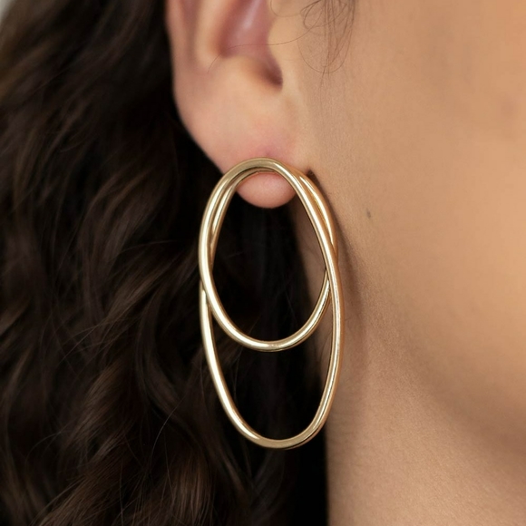 So Oval-Dramatic, Gold Earrings - Picture 2 of 4